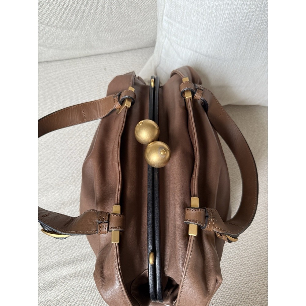 Marni Leather Kisslock bag Purse Brown Leather Vintage Rare Y2K Shoulder Luxury - Picture 6 of 12